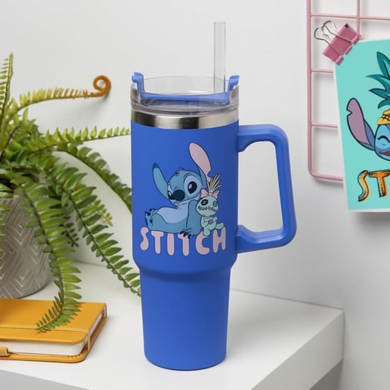 Ποτήρι Θερμός με Καλαμάκι Paladone Stitch Blue 900ml image 2