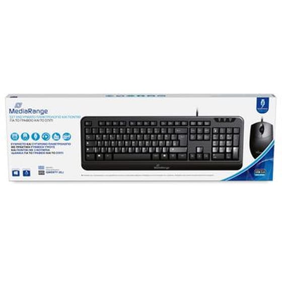 MediaRange Multimedia MROS108-GR Ενσύρματο  Σετ Πληκτρολόγιο & Ποντίκι - Μαύρο (GR) image 1