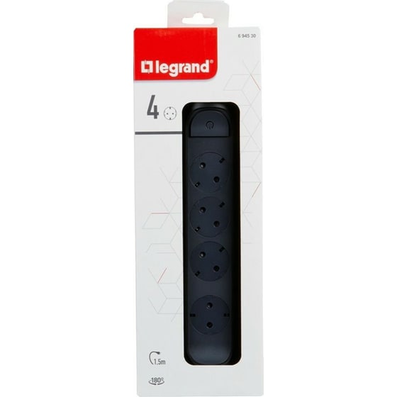 Πολύπριζο Legrand με Διακόπτη 4 θέσεων 1.5m - Black/Grey image 3