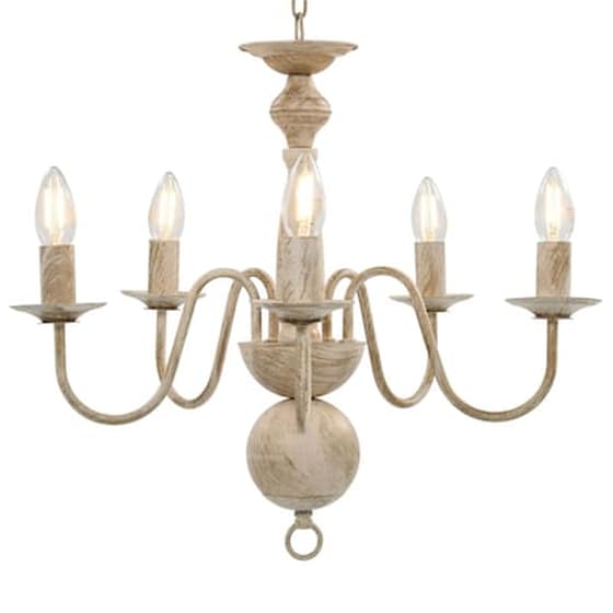 Vidaxl Πολυέλαιος Αντικέ Λευκός Με 5 Ντουί Ε14 image 1