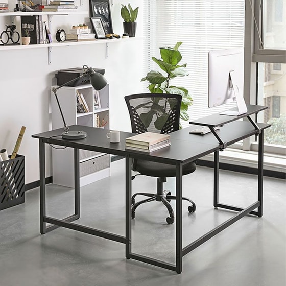 Γραφείο Γωνιακό Vasagle από Μοριοσανίδα 140x130x76cm - Μαύρο image 2