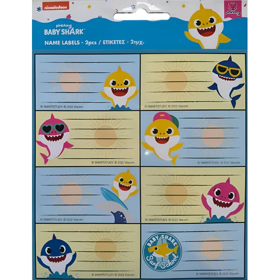Αυτοκόλλητες Ετικέτες Gim Baby Shark (2 Φύλλα - 16 Τεμάχια) image 0