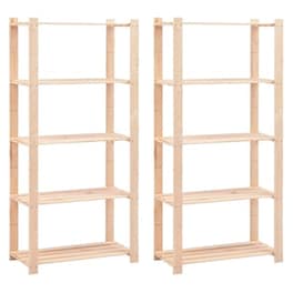 Vidaxl Ραφιέρες 5 Επιπέδων 2 Τεμ 250 Κ 80x38x170 Εκ Μασίφ Ξύλο Πεύκου