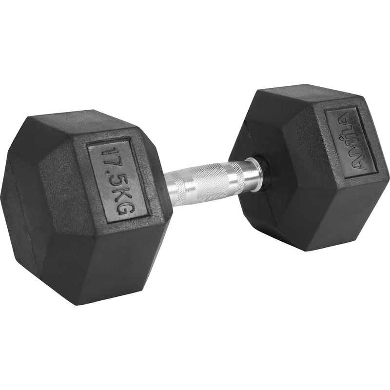 AMILA Βαράκι Εξάγωνο 17.5kg Amila Rubber Cover Class A 84542 από Χυτοσίδηρο - Μαύρο