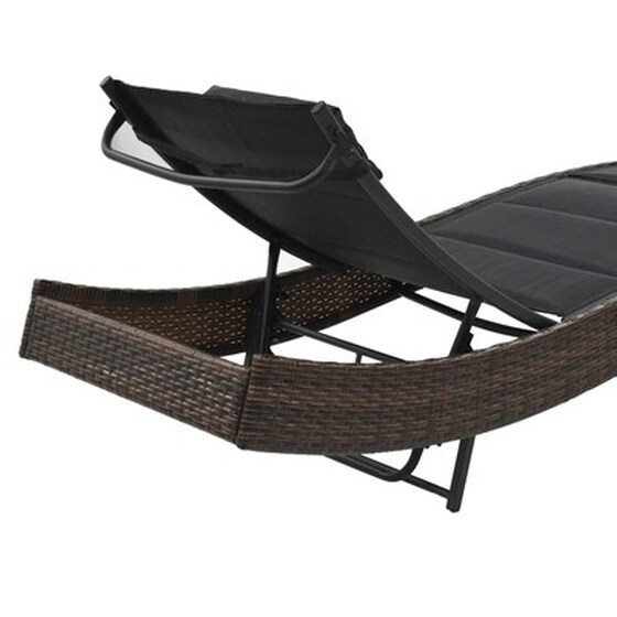 Ξαπλώστρα VidaXL από Συνθετικό Ρατάν και Textilene 213x70x40-91.5 - Μαύρο image 4