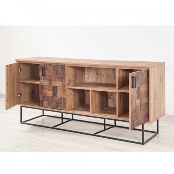 Μπουφές 24Mall Destra Atlantic Pine από Μοριοσανίδα/Μέταλλο 180x40x80 cm - Μαύρος/Καφέ image 2