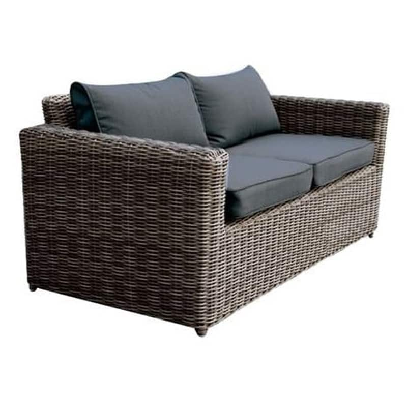 WOODWELL Καναπές Woodwell Διθέσιος Grey Brown Half Round Wicker 188x77x73 cm - Ανθρακί