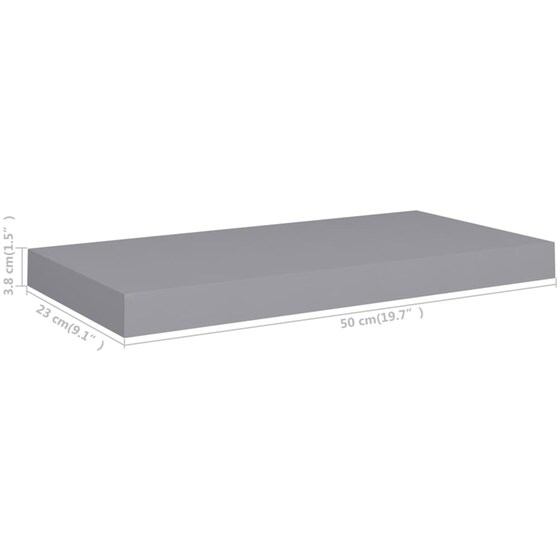 Ράφι Τοίχου VidaXL από MDF 50x23.5x3.8 cm - Γκρι image 6
