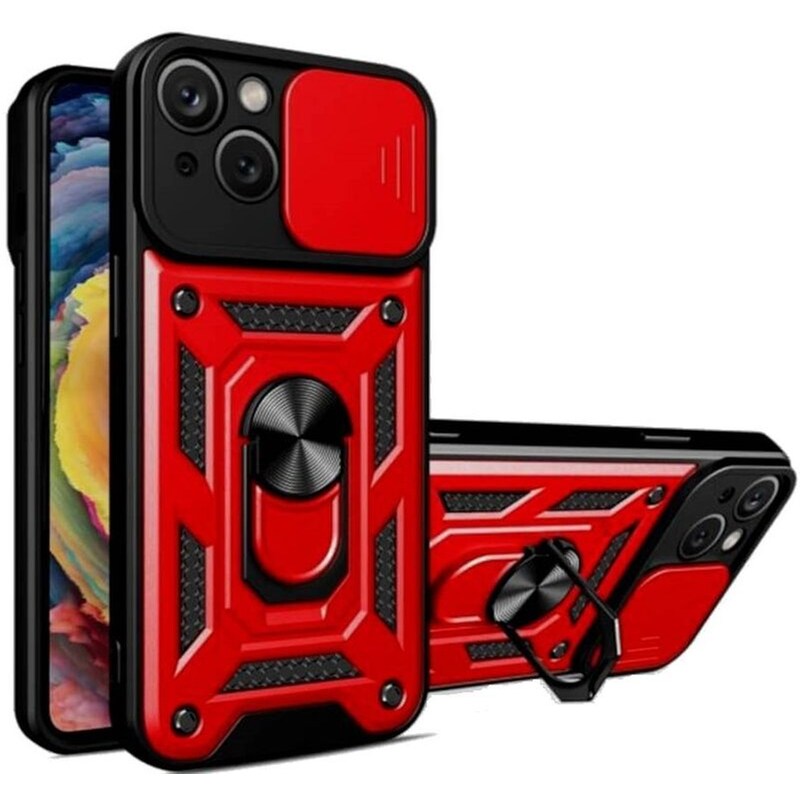 Θήκη Apple iPhone 15 Plus - Bodycell Armor Slide Ring Holder - Red