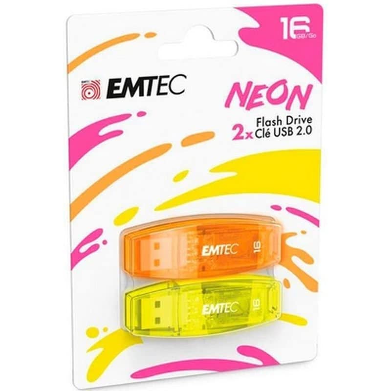 EMTEC Emtec 16 GB 2 Pack USB 2.0 Sticks - Κίτρινο/Πορτοκαλί