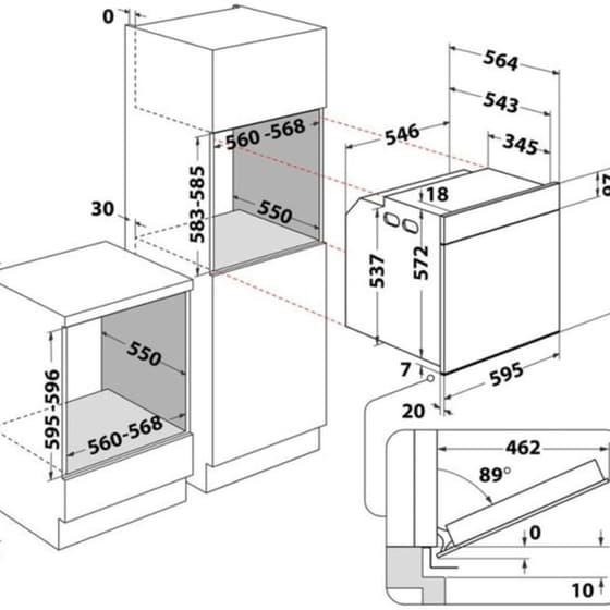 WHIRLPOOL WOI4S8PM2SBA & WBS2560NE 73 Lt Μαύρο Εντοιχιζόμενος Σετ Φούρνος και Εστία image 8