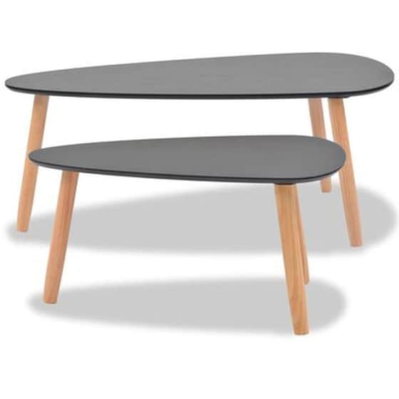 Σετ Τραπεζάκια Σαλονιού VidaXL από Μασίφ Ξύλο Πεύκου 2 Τμχ - Μαύρα image 3