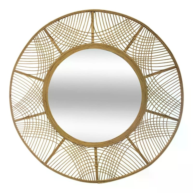 Διακοσμητικός Καθρέφτης Τοίχου Spitishop από Μπαμπού Φ89x2 cm - Καφέ SPITISHOP