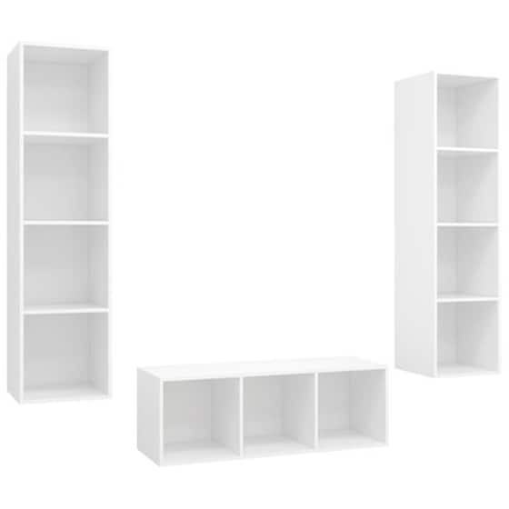 Έπιπλα Τηλεόρασης Vidaxl  Μοριοσανίδα  3 Τμχ  37x37x107 cm - Λευκό image 2