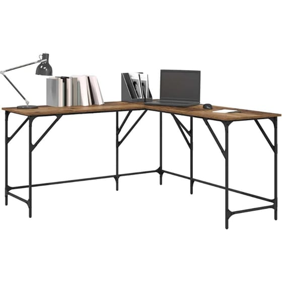 Γραφείο VidaXL από Επεξεργασμένο Ξύλο 149x149x75 cm - Παλιό Ξύλο image 2
