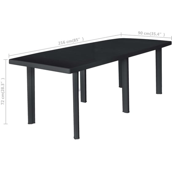 Τραπέζι Εξωτερικού Χώρου VidaXL από Πλαστικό 216x90x72 cm - Ανθρακί image 4