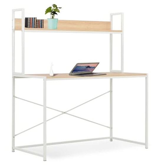 Γραφείο Βιβλιοθήκη VidaXL από Μοριοσανίδα 120x60cm - Δρυς/Λευκό image 0