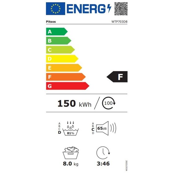PITSOS WTP703D8 8 kg με Αντλία Θερμότητας Λευκό Στεγνωτήριο Ρούχων image 11