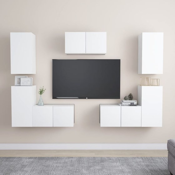 Έπιπλα Τηλεόρασης VidaXL Μοριοσανίδα 7 Τμχ 60x30x30cm - Λευκό image 1