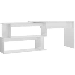 Γραφείο Γωνιακό VidaXL από Μοριοσανίδα 200x50cm - Γυαλιστερό Λευκό