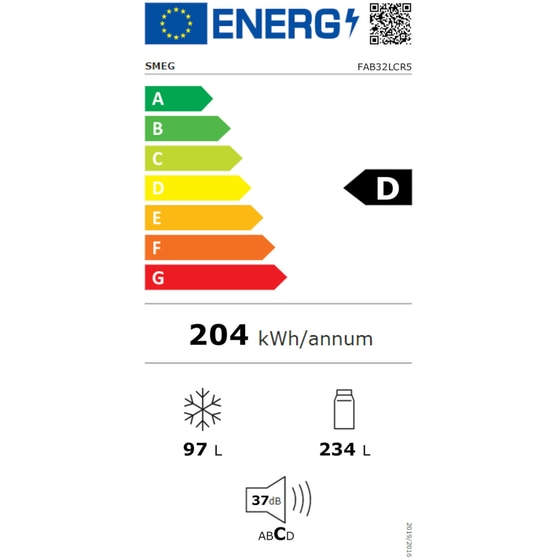 SMEG FAB32LCR5 331 Lt Μπεζ Ψυγειοκαταψύκτης image 6