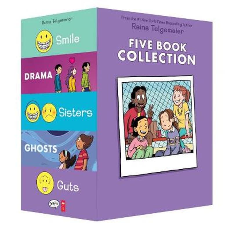 Raina Telgemeier Five Book Collection: Smile, Drama, Sisters, Ghosts, Guts