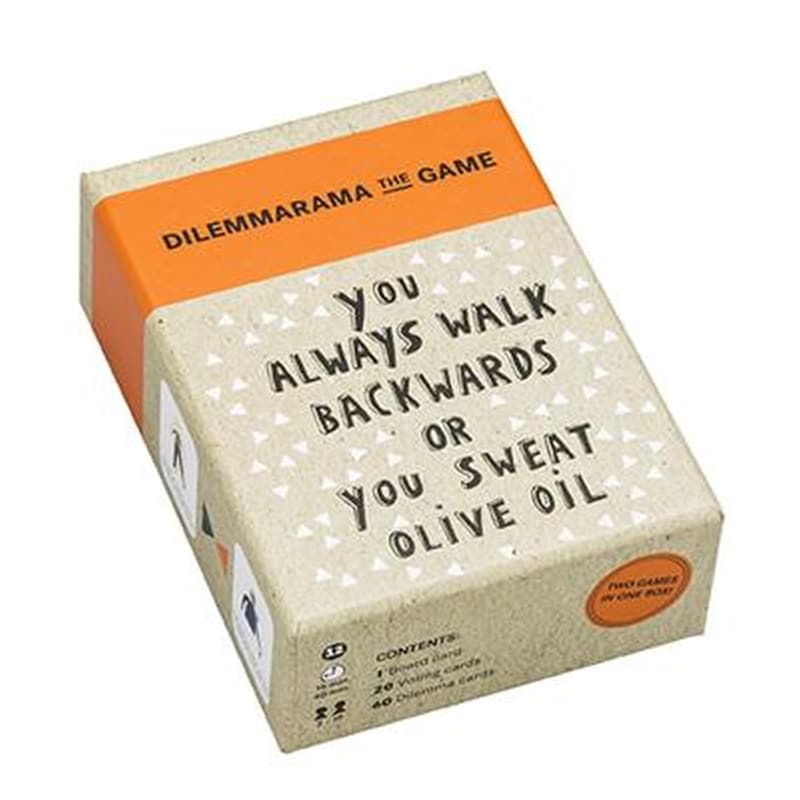 Dilemmarama the Game: You Always Walk Backwards or You Sweat Olive Oil