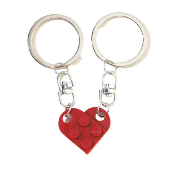 Σετ 2 Κόκκινα Μπρελόκ Καρδιές Μικρές Αγίου Βαλεντίνου Lego Που Κουμπώνουν Set Of Two Keychain Love image 0