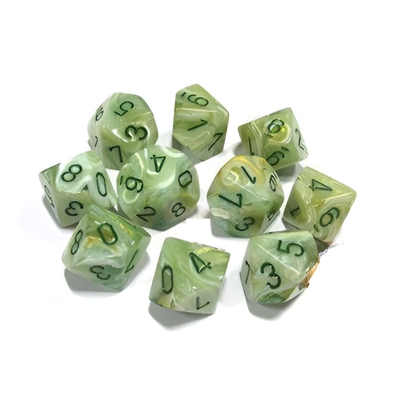CHESSEX Σετ Ζάρια - 7 Mini Dice Set Marble Green With Dark Green