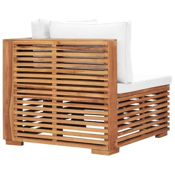 Καναπές Κήπου Γωνιακός VidaXL με Μαξιλάρι από Μασίφ Ξύλο Teak 69.5x69.5x60 cm - Κρεμ image 5