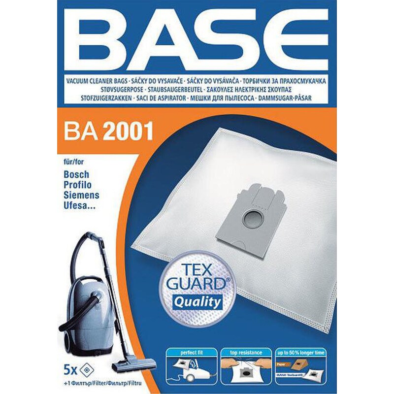 BASE BASE BA 2001 Σακούλες για Ηλεκτρική Σκούπα 5τμχ