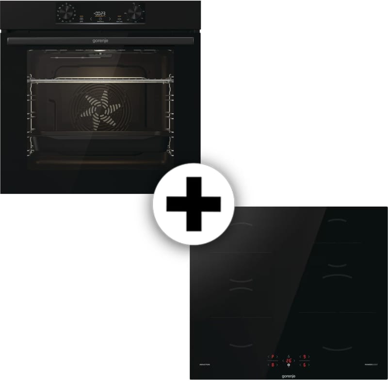 GORENJE BOP6737E02BK GI601FMC 77 Lt Μαύρο Eντοιχιζόμενο Σετ Φούρνος και Εστία