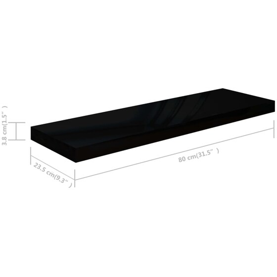 Ράφια Τοίχου VidaXL από MDF 80x23.5x3.8 cm 2 Τμχ - Μαύρο image 7