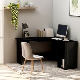 Vidaxl Γραφείο Γωνιακό Γυαλιστερό Μαύρο 120 X 140 X 75 Εκ. Μοριοσανίδα