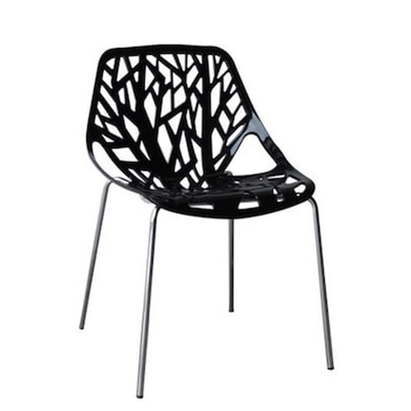 WOODWELL Καρεκλα Μαυρο Pp Με Μεταλλικα Ποδια Χρωμιου - Σετ 6 Τεμαχίων