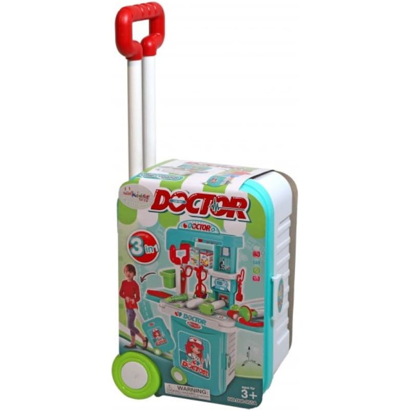 KIDER TOYS Kider Toys Ιατρικα Εργαλεια Σετ 3 Σε 1 - Παγκος Γιατρου Βαλιτσα Με Ροδες