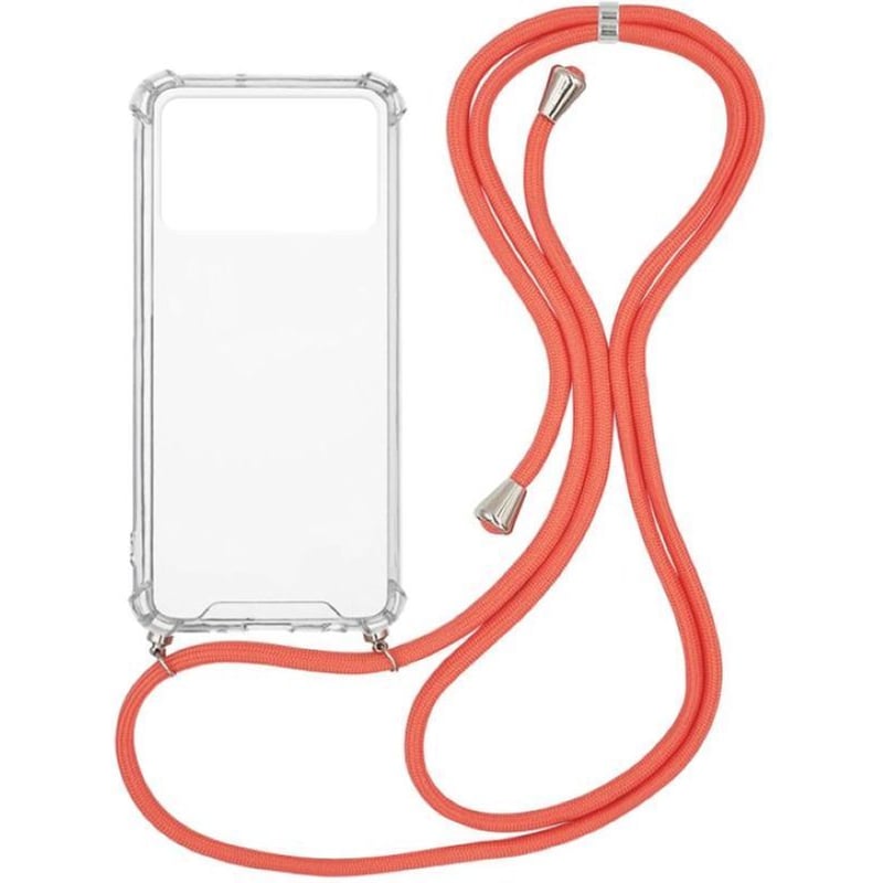 Θήκη Xiaomi Poco X4 Pro 5G - Sonique Armor Clear Με Κορδόνι - Πορτοκαλί