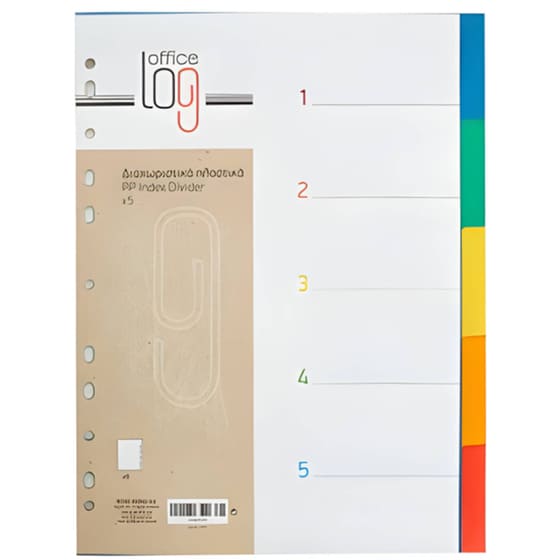 Πλαστικά Διαχωριστικά Φύλλα Office Log 5 Θεμάτων Α4 Χρωματιστά image 0
