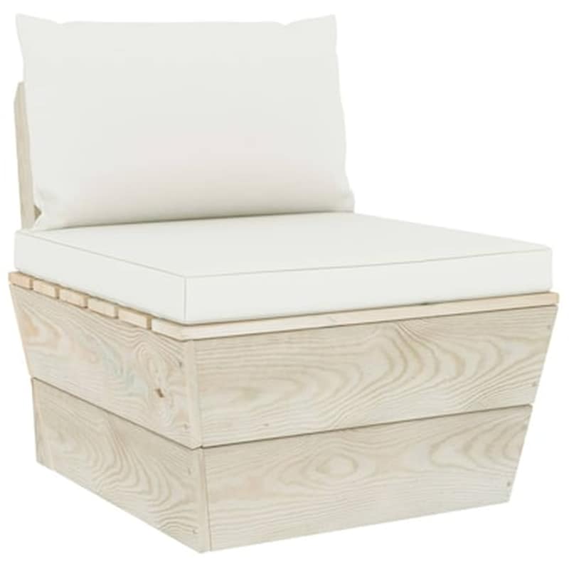 Καναπές Κήπου Μεσαίος VidaXL από Εμποτισμένο Ξύλο Ερυθρελάτης 60x60x65 cm -Λευκό VIDAXL