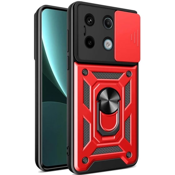 Θήκη Xiaomi Redmi Note 13 Pro 5G / Poco X6 - Bodycell Armor Slide Ring Holder - Red image 0