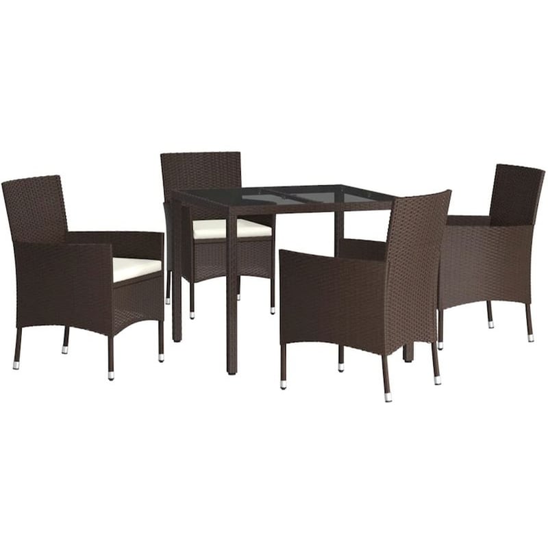 Σετ Τραπεζαρίας VidaXL 5 Τμχ από Συνθετικό Ρατάν - Καφέ