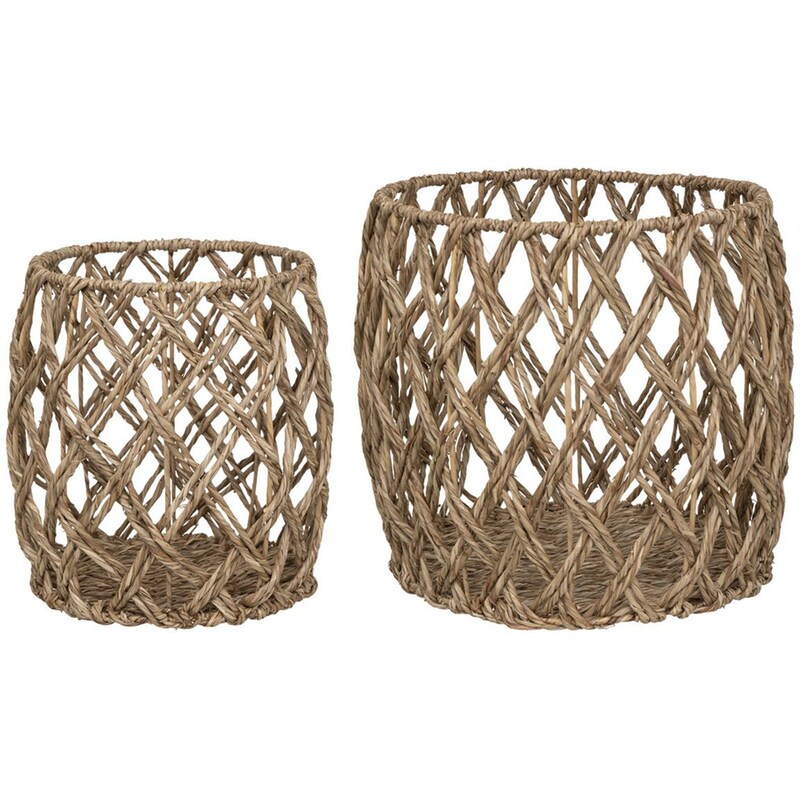 Καλάθια Αποθήκευσης Spitishop A-s Reed 187747 Ψάθινο Σετ 2 Τμχ - Καφέ