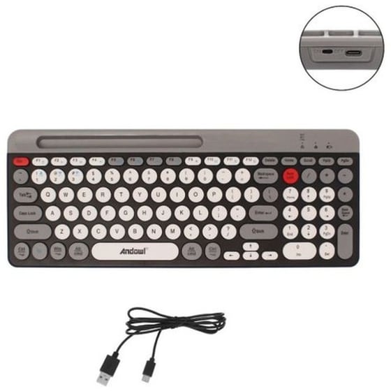 ANDOWL QK8066 Ασύρματο Πληκτρολόγιο με θήκη για Tablet/Smartphone - Μαύρο (US) image 1