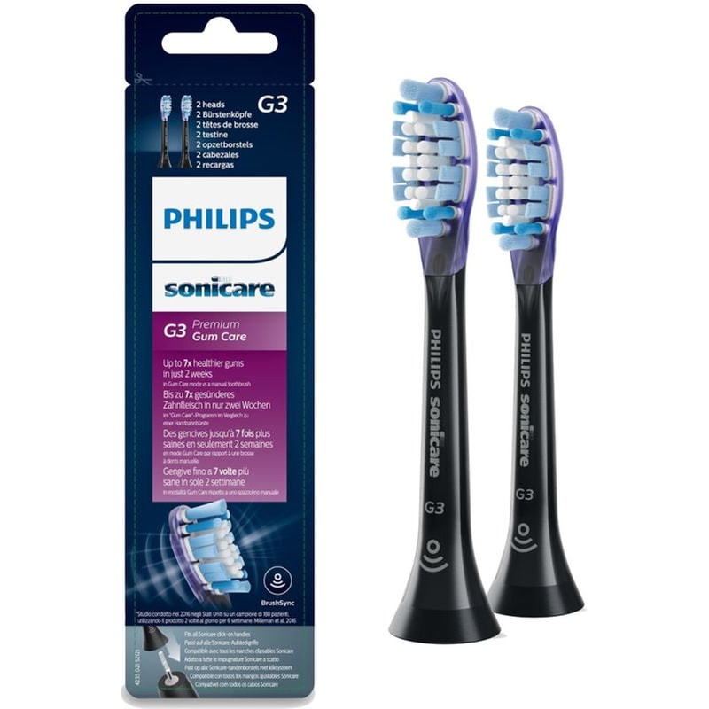 Ανταλλακτικές Κεφαλές PHILIPS Sonicare G3 Premium Gum Care HX9052/33 για Ηλεκτρική Οδοντόβουρτσα 2 Τμχ Μαύρο