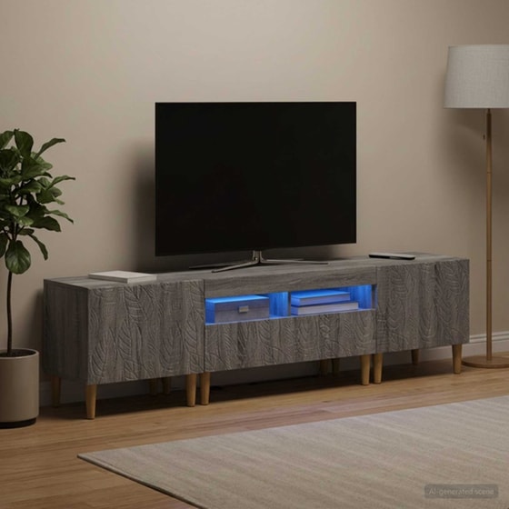 Έπιπλο Τηλεόρασης VidaXL DELFT με LED 3 τμχ 178 x 35 x 43 cm - Γκρι Sonoma image 1