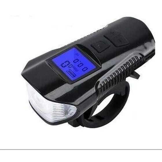 Αδιάβροχο Φως Ποδηλάτου Με Οθόνη, Κόρνα Και Ταχύμετρο Fy-317b Oem - Μαύρο image 1