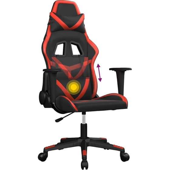 Καρέκλα Gaming VIDAXL 345424 με Ρυθμιζόμενα Μπράτσα από Τεχνητό Δέρμα - Μαύρο / Κόκκινο image 4