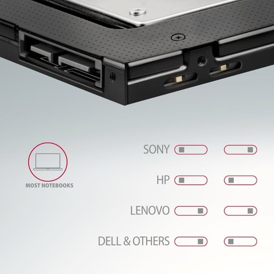 AXAGON RSS-CD09 Caddy 9.5mm για 2.5" SSD/HDD σε DVD Slot με LED Αλουμινίου image 5