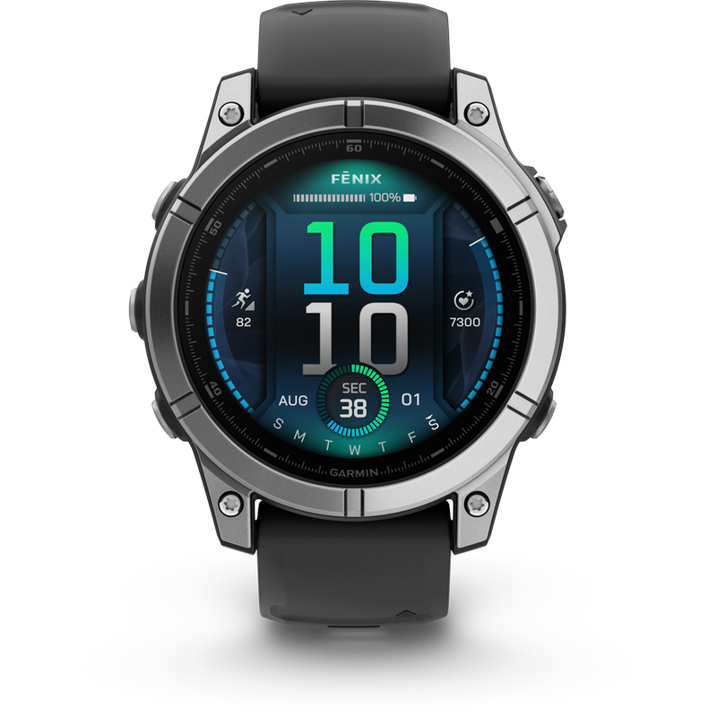 GARMIN Smartwatch Garmin Fenix E 47mm - Stainless Steel with Black Silicone Band