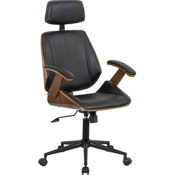 Καρέκλα Διευθυντική 24Mall Mile από Τεχνητό Δέρμα & Ξύλο Plywood - Μαύρη/ Καφέ image 0